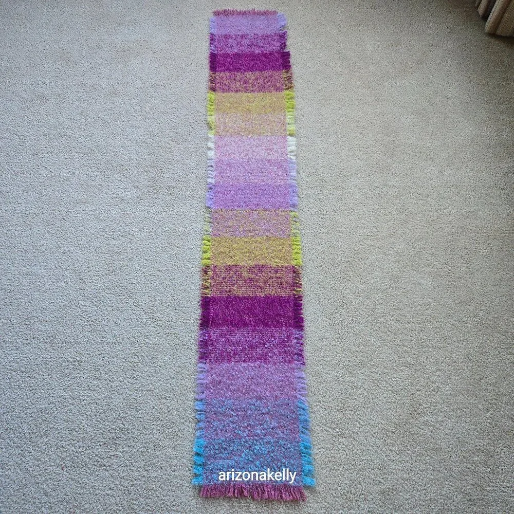 NWOT Wool & Mohair Curly Scarf Avoca Purple Turquoise